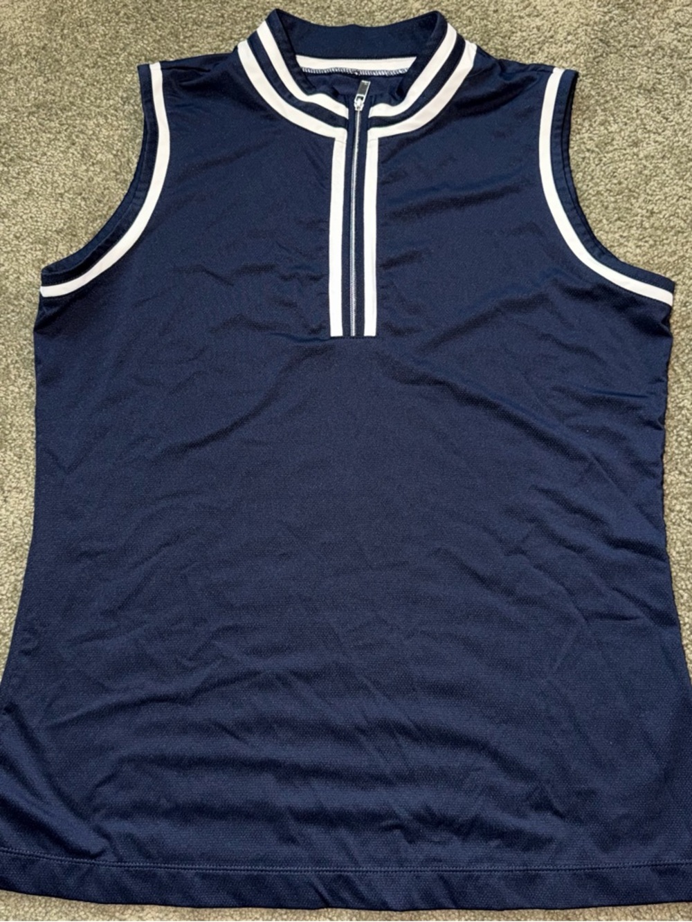 Tail Navy Blue Athletic Golf Shirt with White Logo Size Medium 1/4 Zip